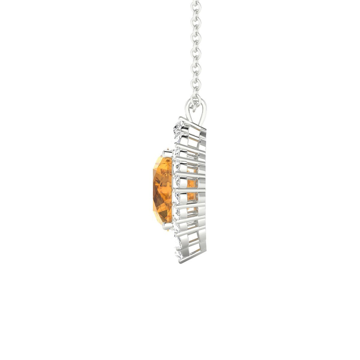 Romance | 18k White Gold 8 mm Round Citrine Pendant