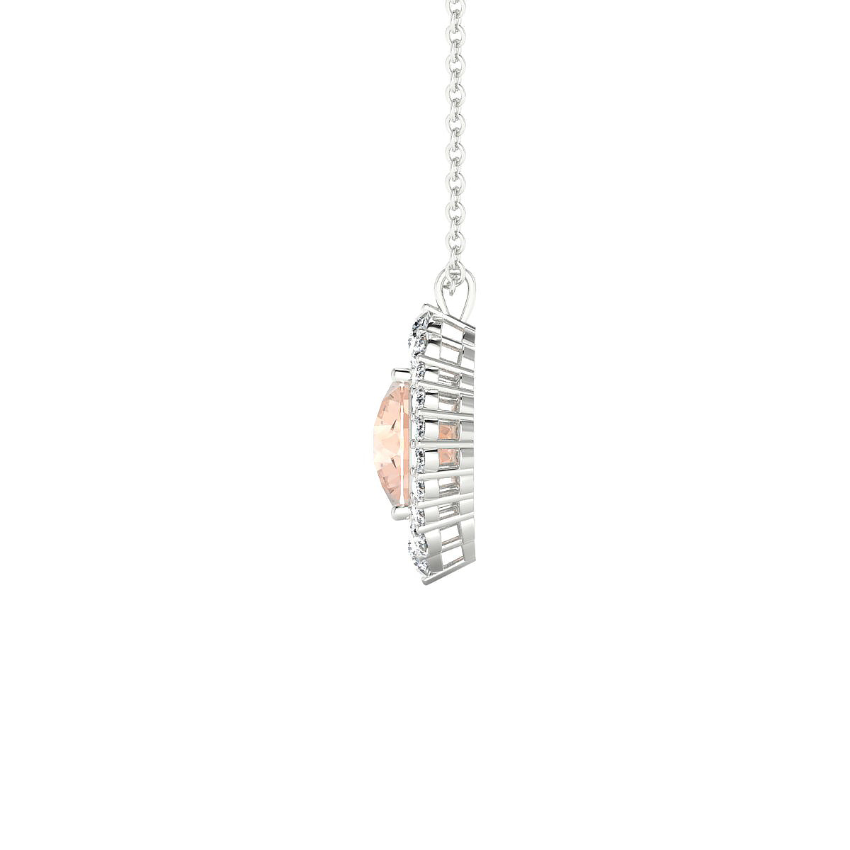 Romance | 18k White Gold 8 mm Round Morganite Pendant