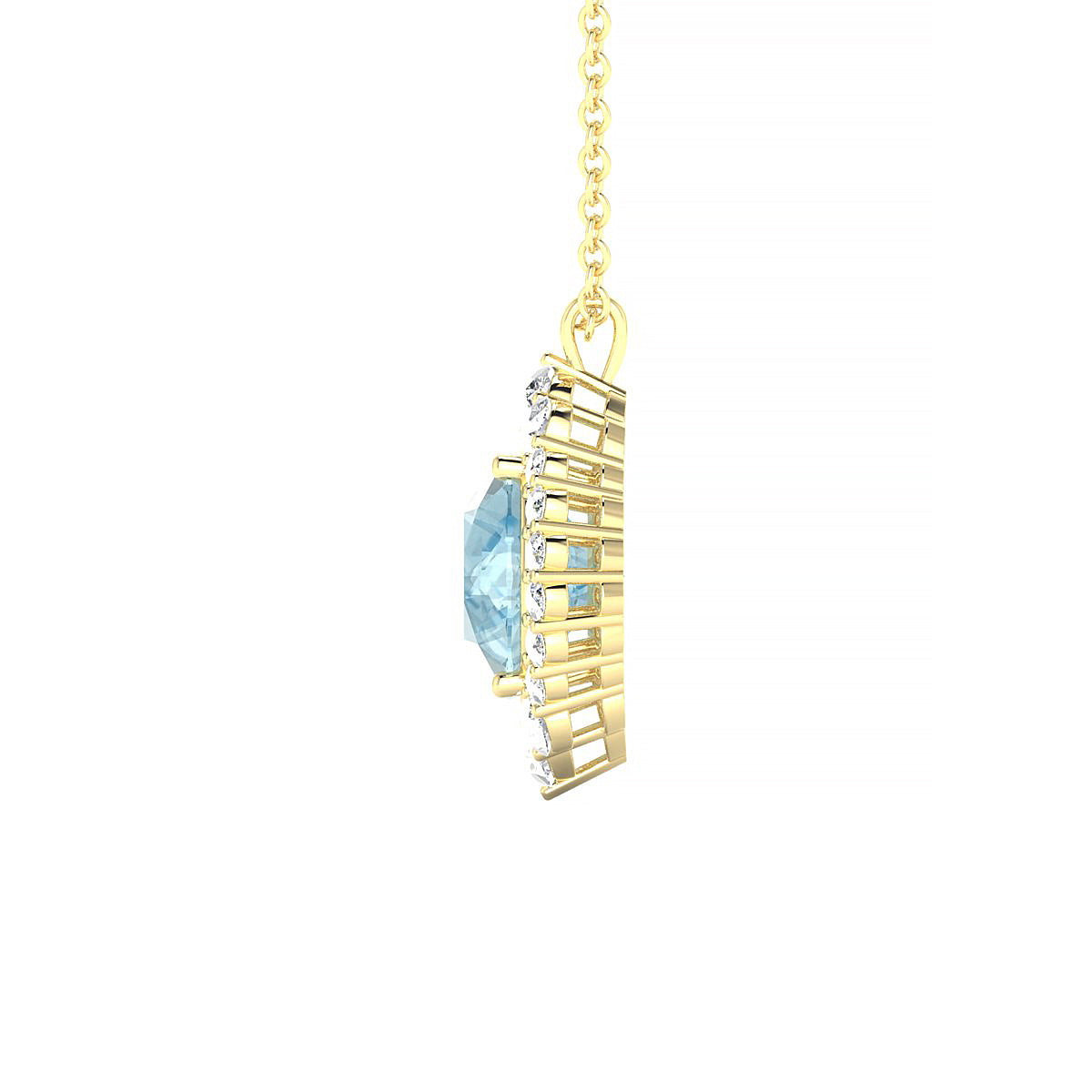 Romance | 18k Yellow Gold 8 mm Round Aquamarine Pendant