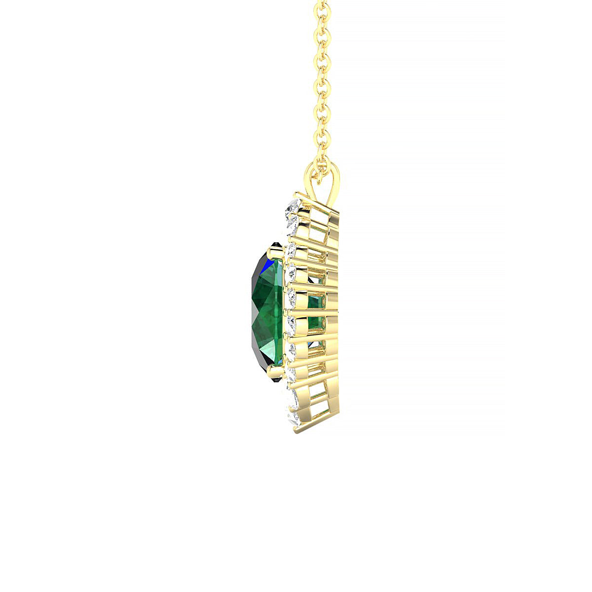 Romance | 18k Yellow Gold 8 mm Round Emerald Pendant