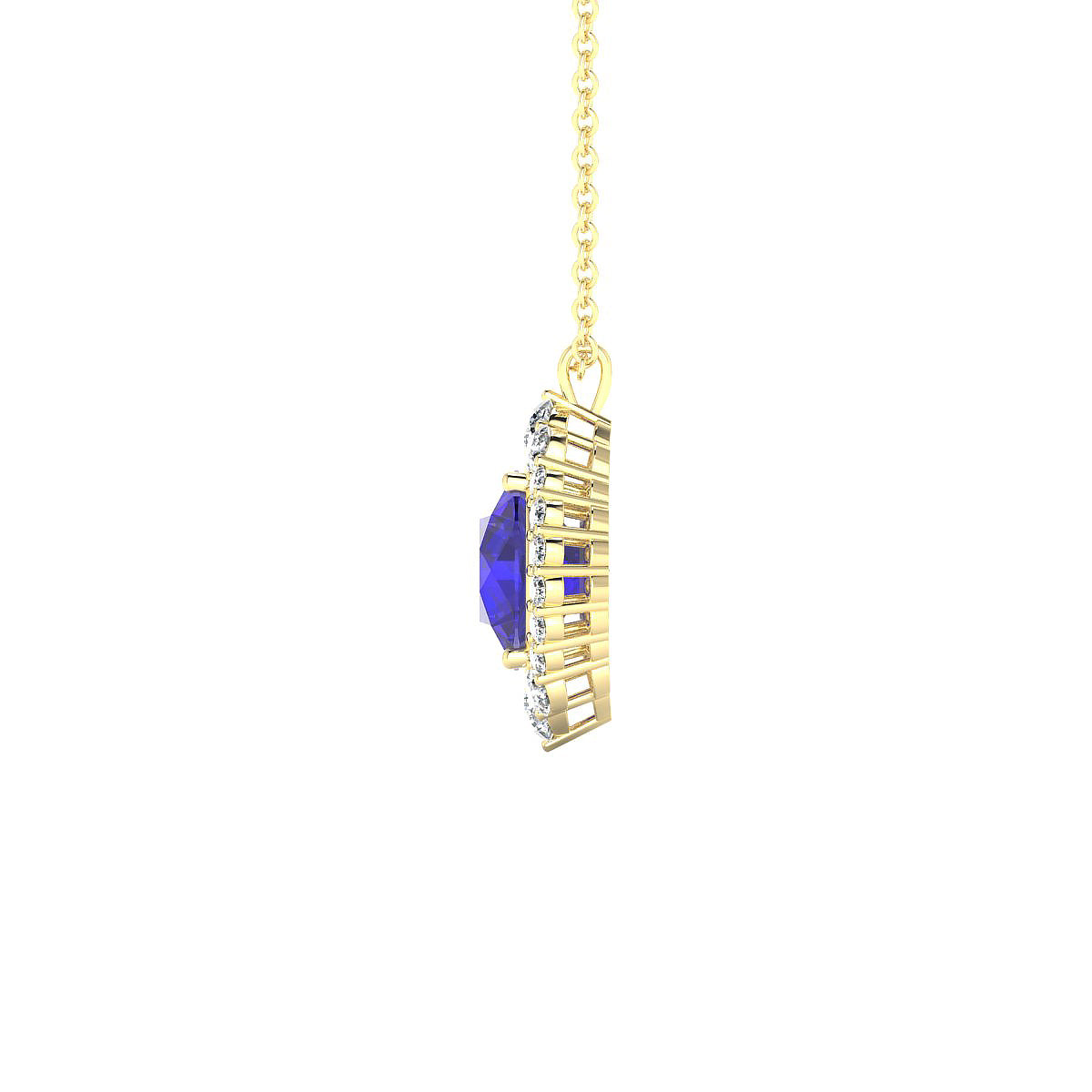 Romance | 18k Yellow Gold 8 mm Round Tanzanite Pendant