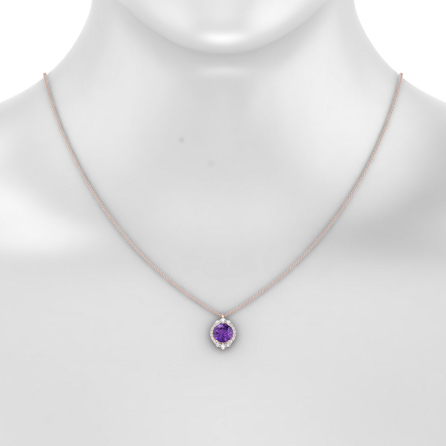 Romance | 18k Rose Gold 8 mm Round Amethyst Pendant