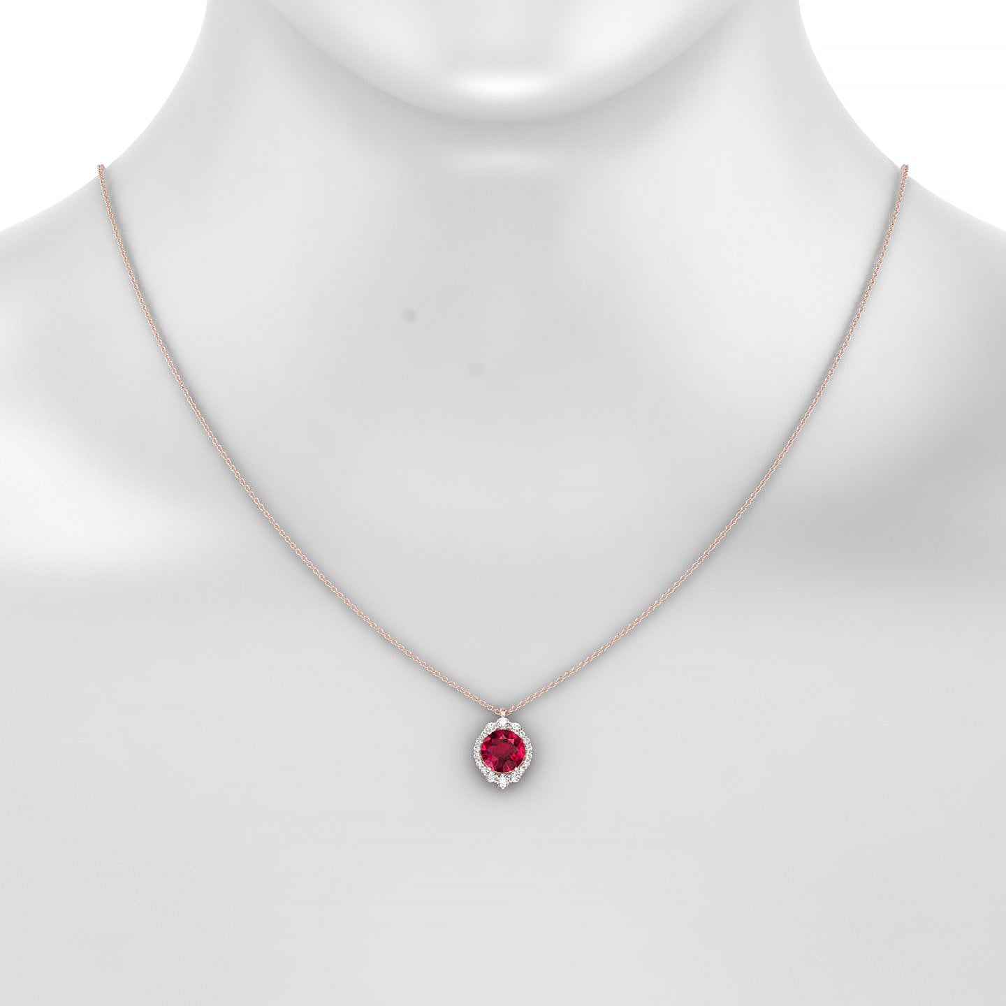 Romance | 18k Rose Gold 8 mm Round Ruby Pendant