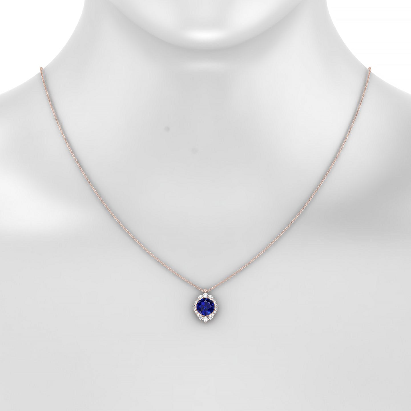 Romance | 18k Rose Gold 8 mm Round Sapphire Pendant