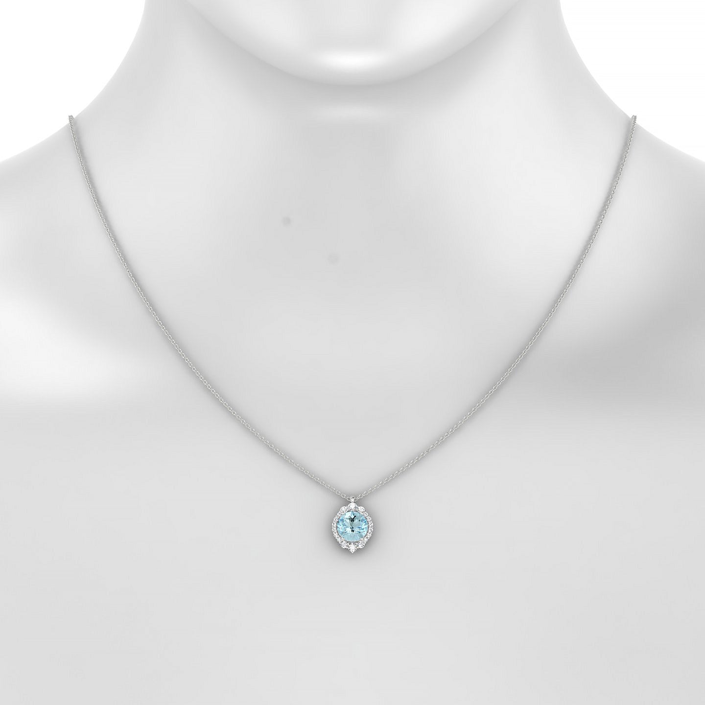 Romance | 18k White Gold 8 mm Round Aquamarine Pendant