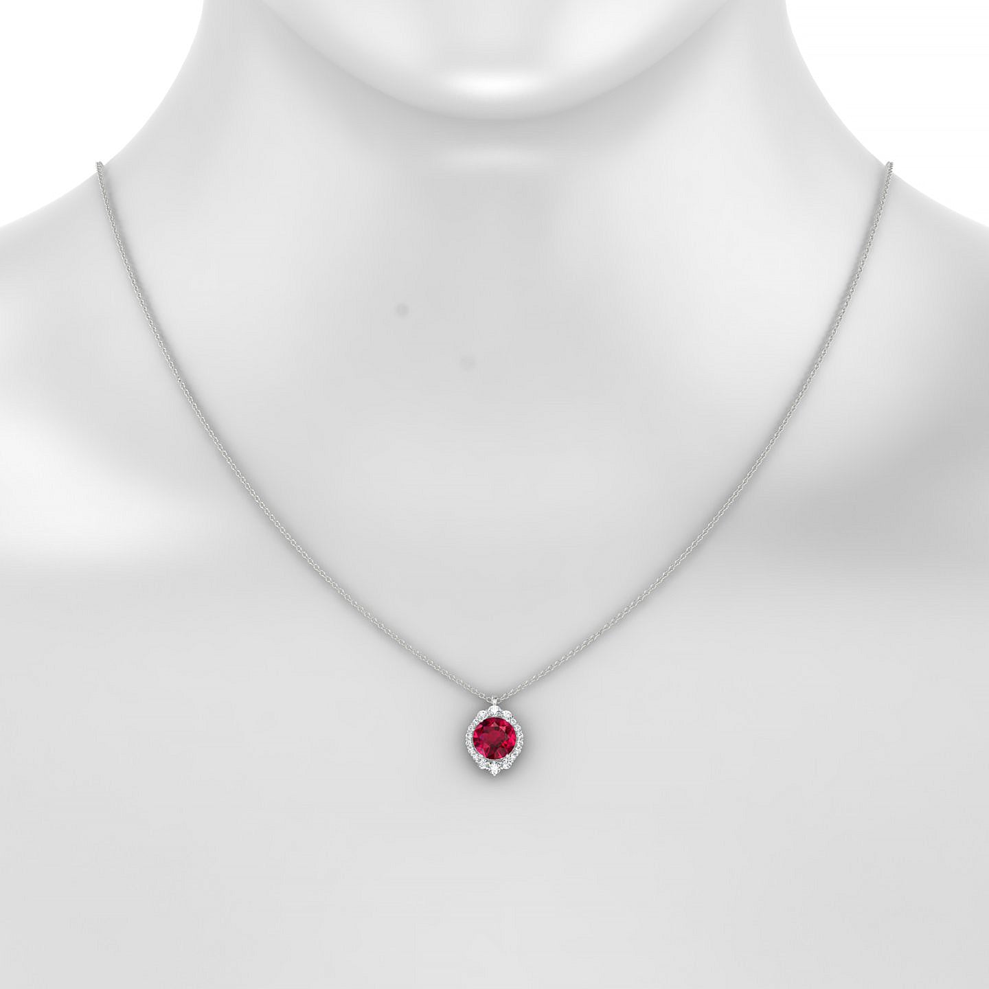 Romance | 18k White Gold 8 mm Round Ruby Pendant