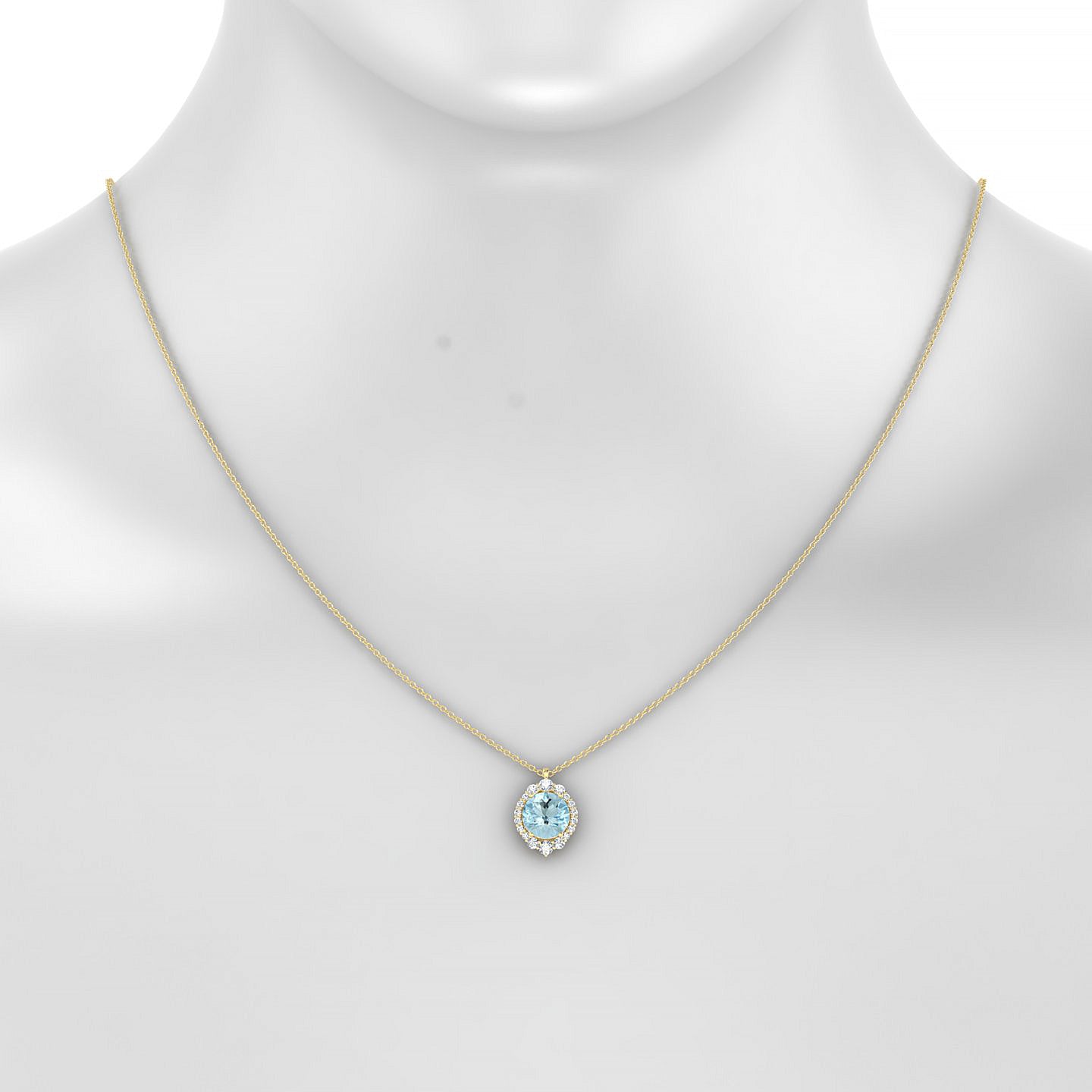 Romance | 18k Yellow Gold 8 mm Round Aquamarine Pendant