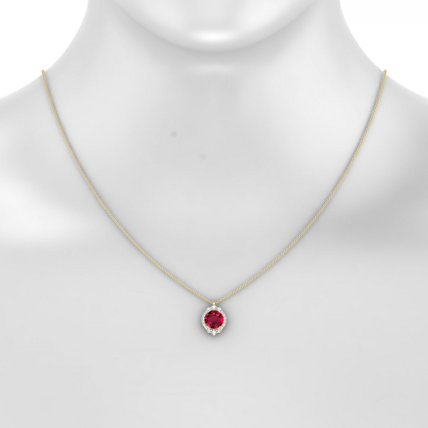 Romance | 18k Yellow Gold 8 mm Round Ruby Pendant
