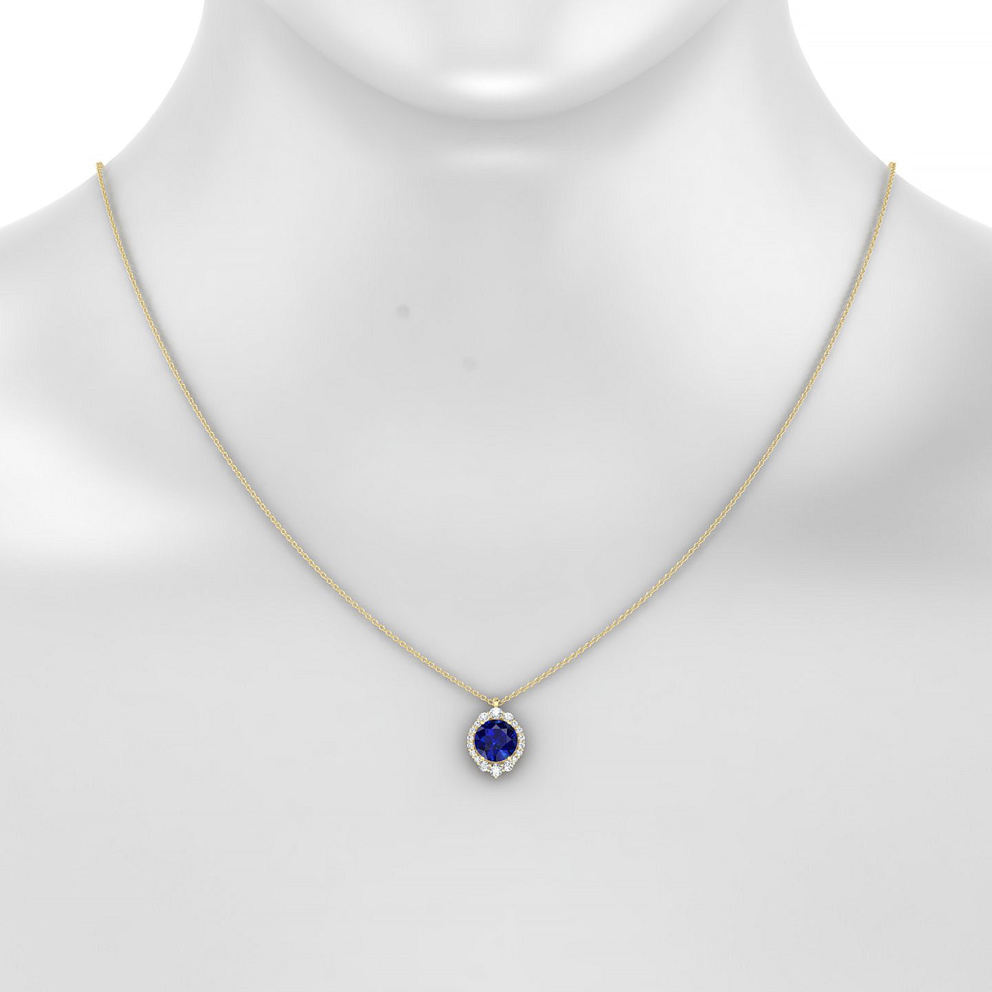 Romance | 18k Yellow Gold 8 mm Round Sapphire Pendant