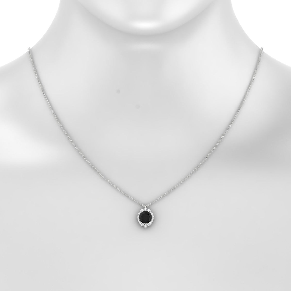 Romance | 18k White Gold 8 mm Round Black Diamond Pendant