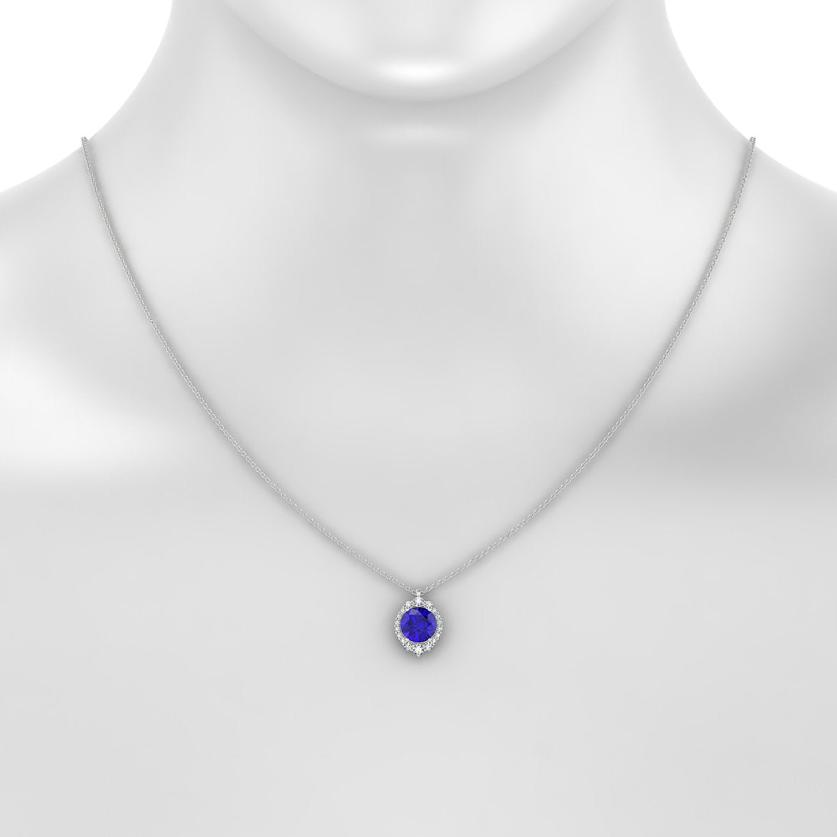 Romance | 18k White Gold 8 mm Round Tanzanite Pendant