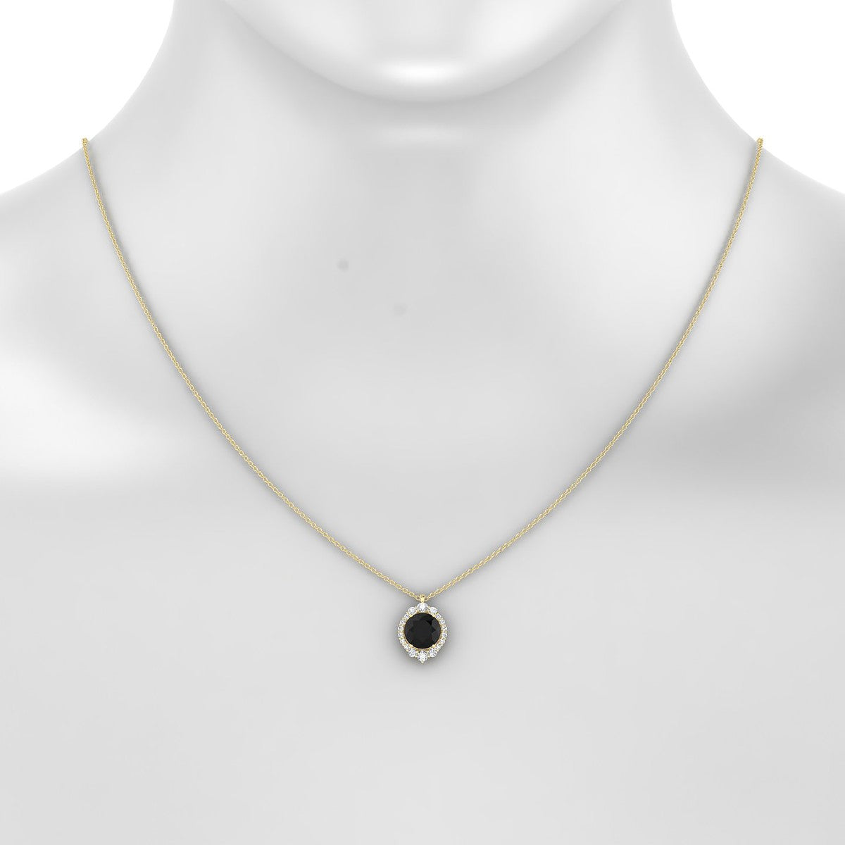 Romance | 18k Yellow Gold 8 mm Round Black Diamond Pendant
