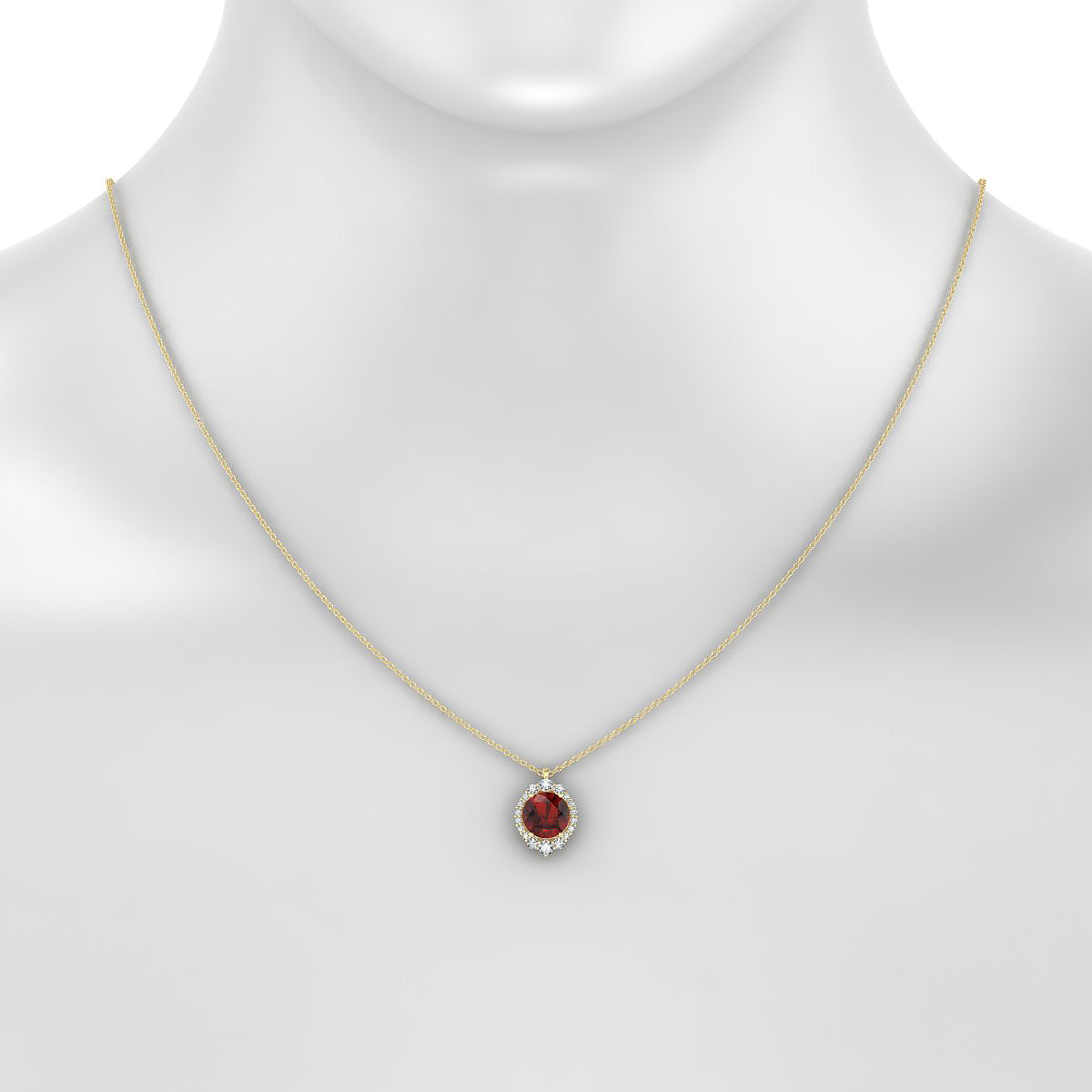 Romance | 18k Yellow Gold 8 mm Round Garnet Pendant