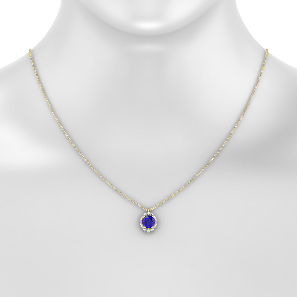 Romance | 18k Yellow Gold 8 mm Round Tanzanite Pendant