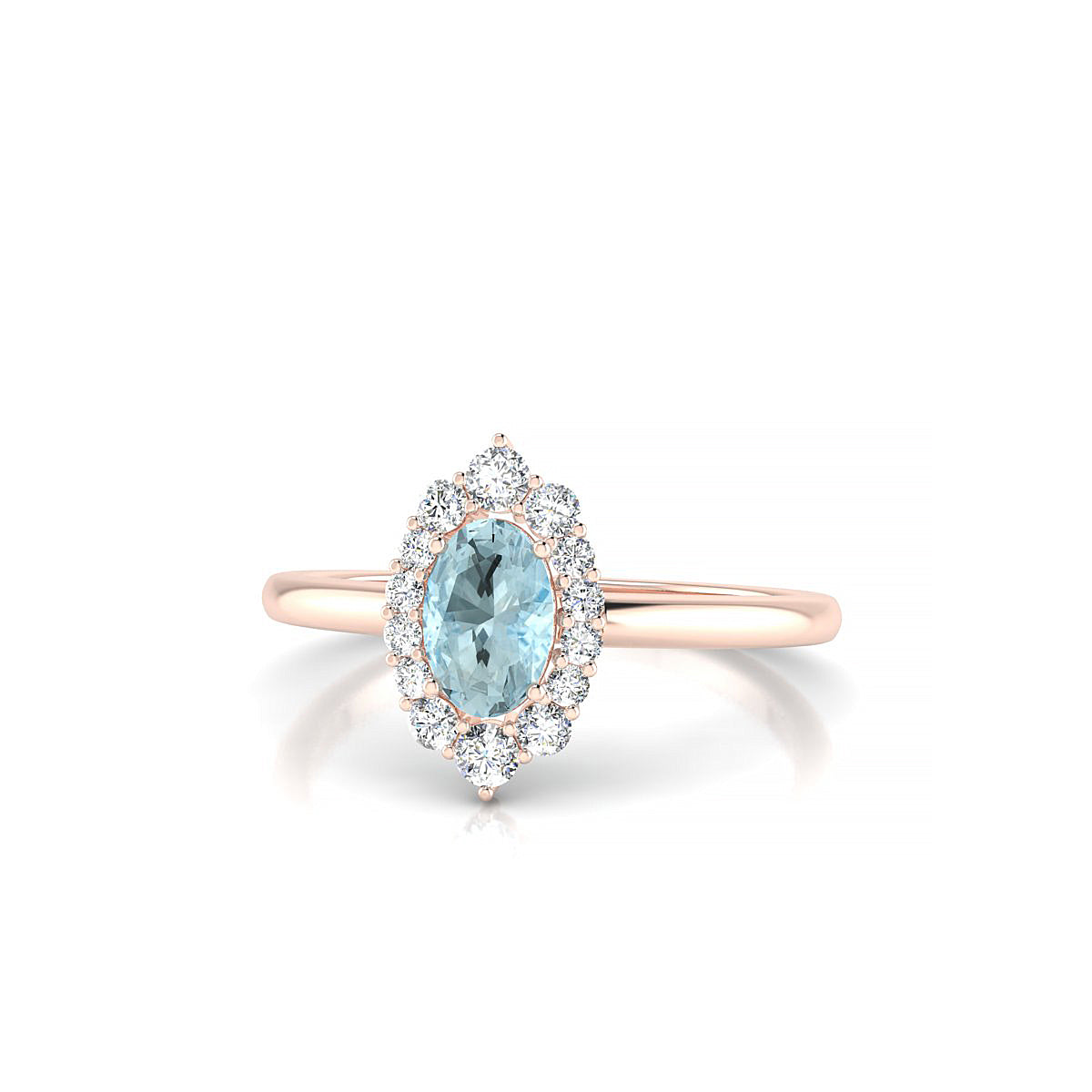 Romance | 18k Rose Gold 6 x 4 mm Oval Aquamarine Ring