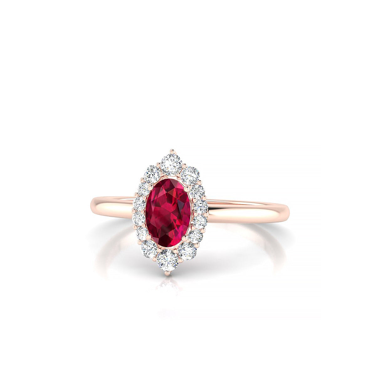 Romance | 18k Rose Gold 6 x 4 mm Oval Ruby Ring