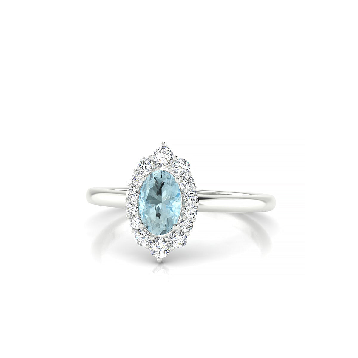 Romance | 18k White Gold 6 x 4 mm Oval Aquamarine Ring