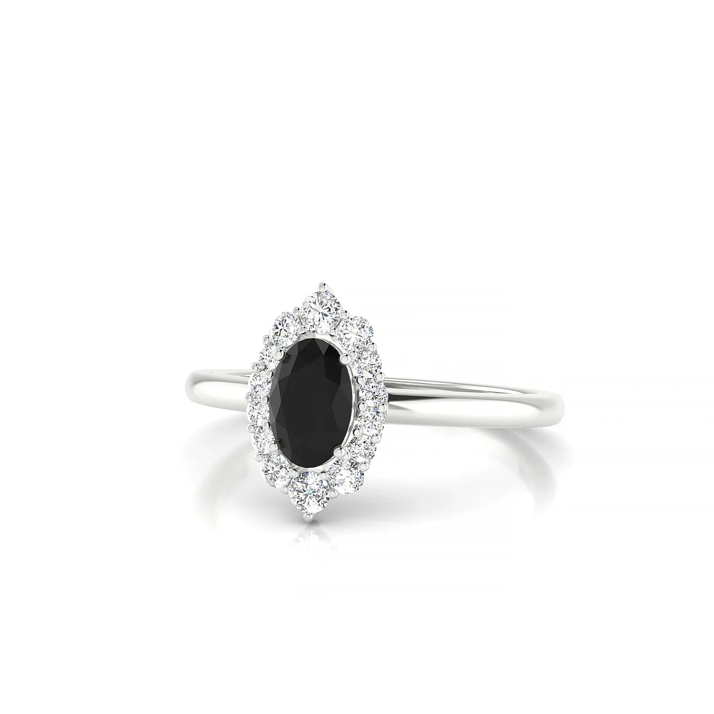 Romance | 18k White Gold 6 x 4 mm Oval Black Diamond Ring