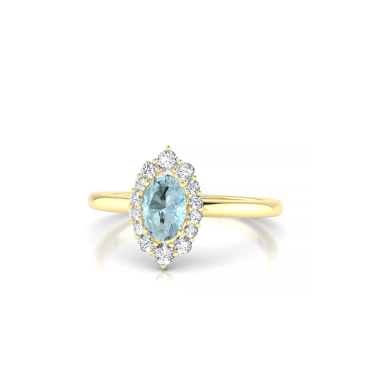 Romance | 18k Yellow Gold 6 x 4 mm Oval Aquamarine Ring