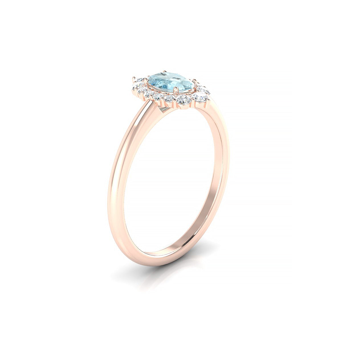 Romance | 18k Rose Gold 6 x 4 mm Oval Aquamarine Ring