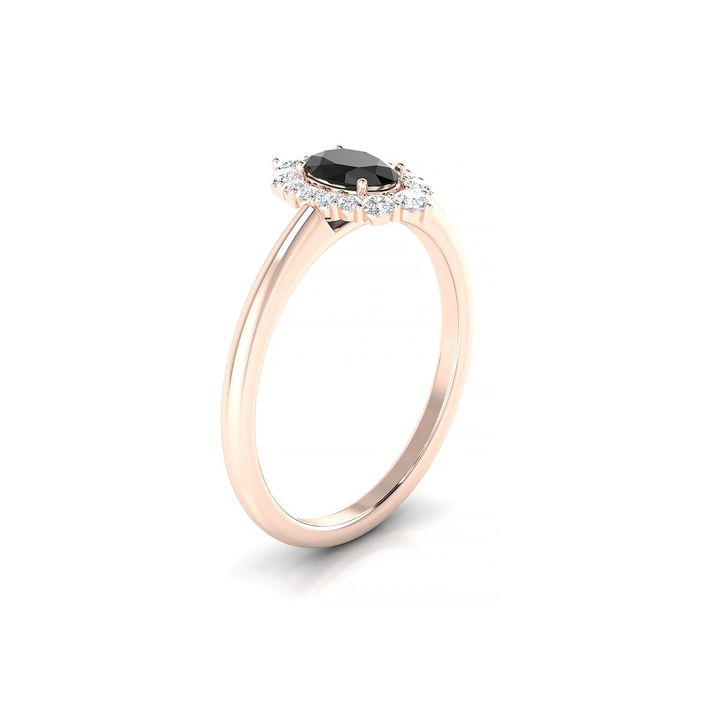 Romance | 18k Rose Gold 6 x 4 mm Oval Black Diamond Ring
