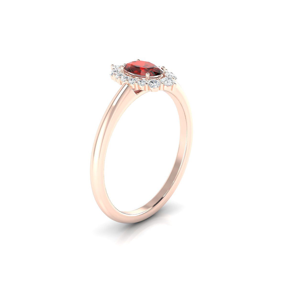Romance | 18k Rose Gold 6 x 4 mm Oval Garnet Ring
