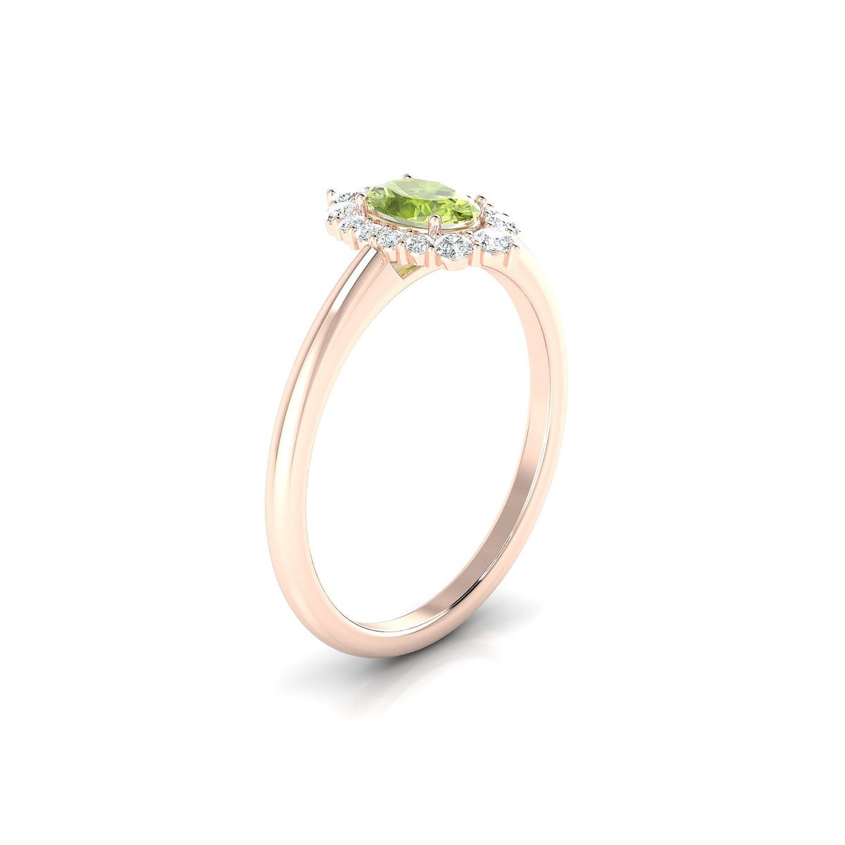 Romance | 18k Rose Gold 6 x 4 mm Oval Peridot Ring