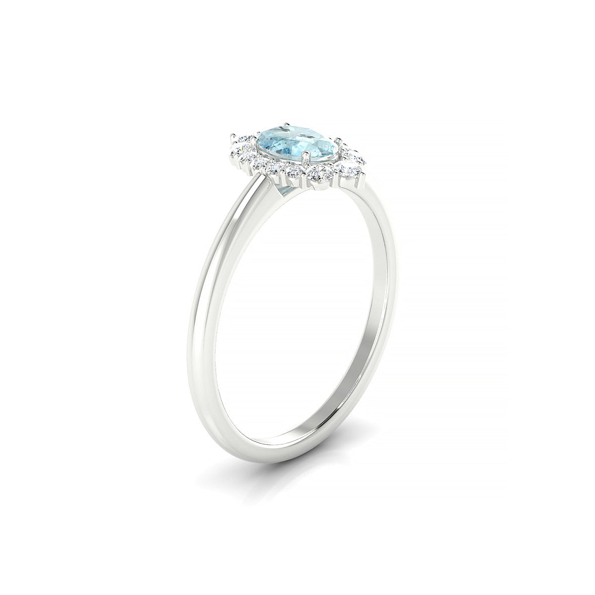 Romance | 18k White Gold 6 x 4 mm Oval Aquamarine Ring