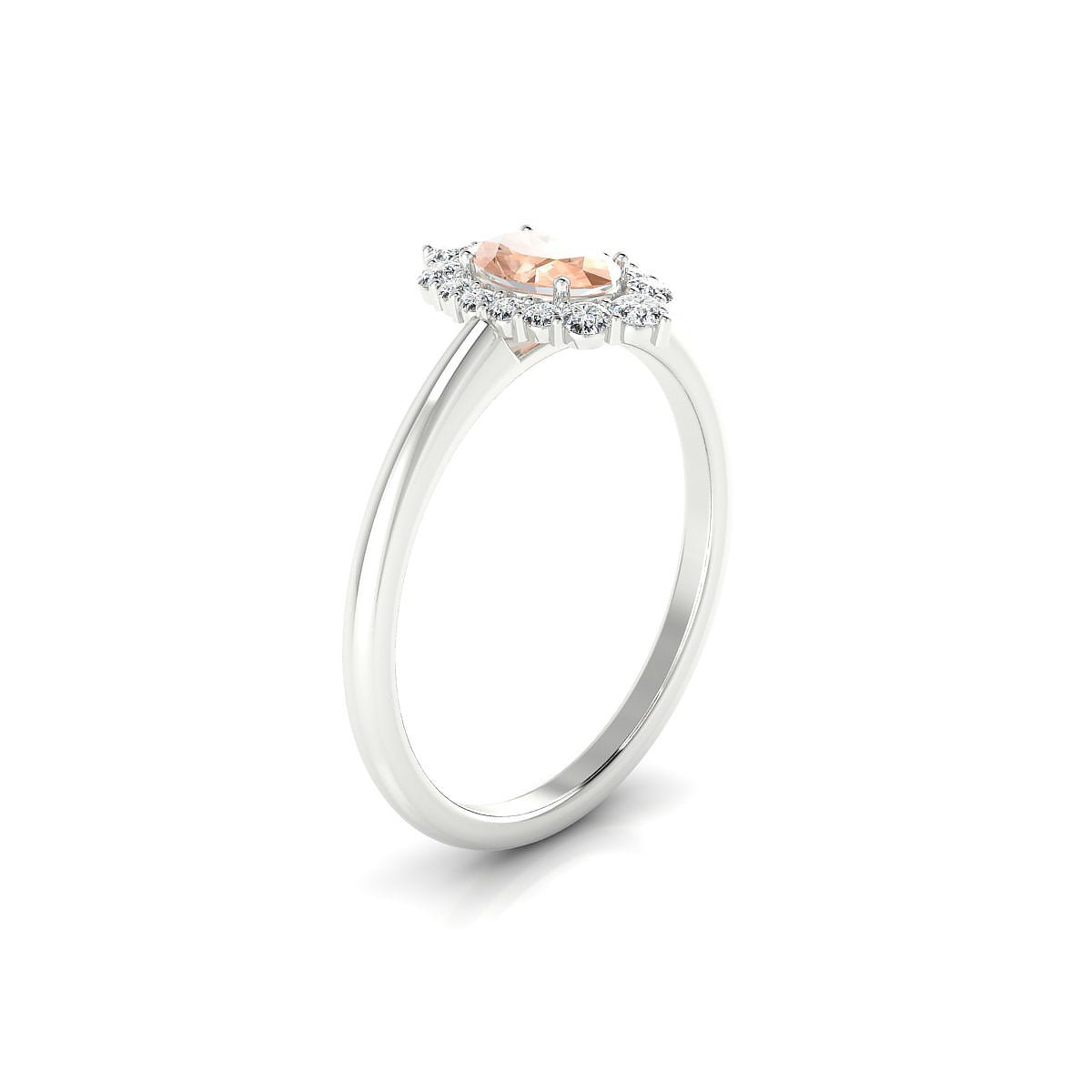 Romance | 18k White Gold 6 x 4 mm Oval Morganite Ring
