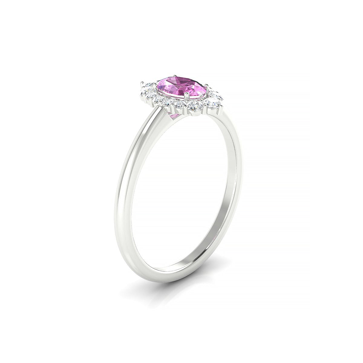 Romance | 18k White Gold 6 x 4 mm Oval Pink Sapphire Ring
