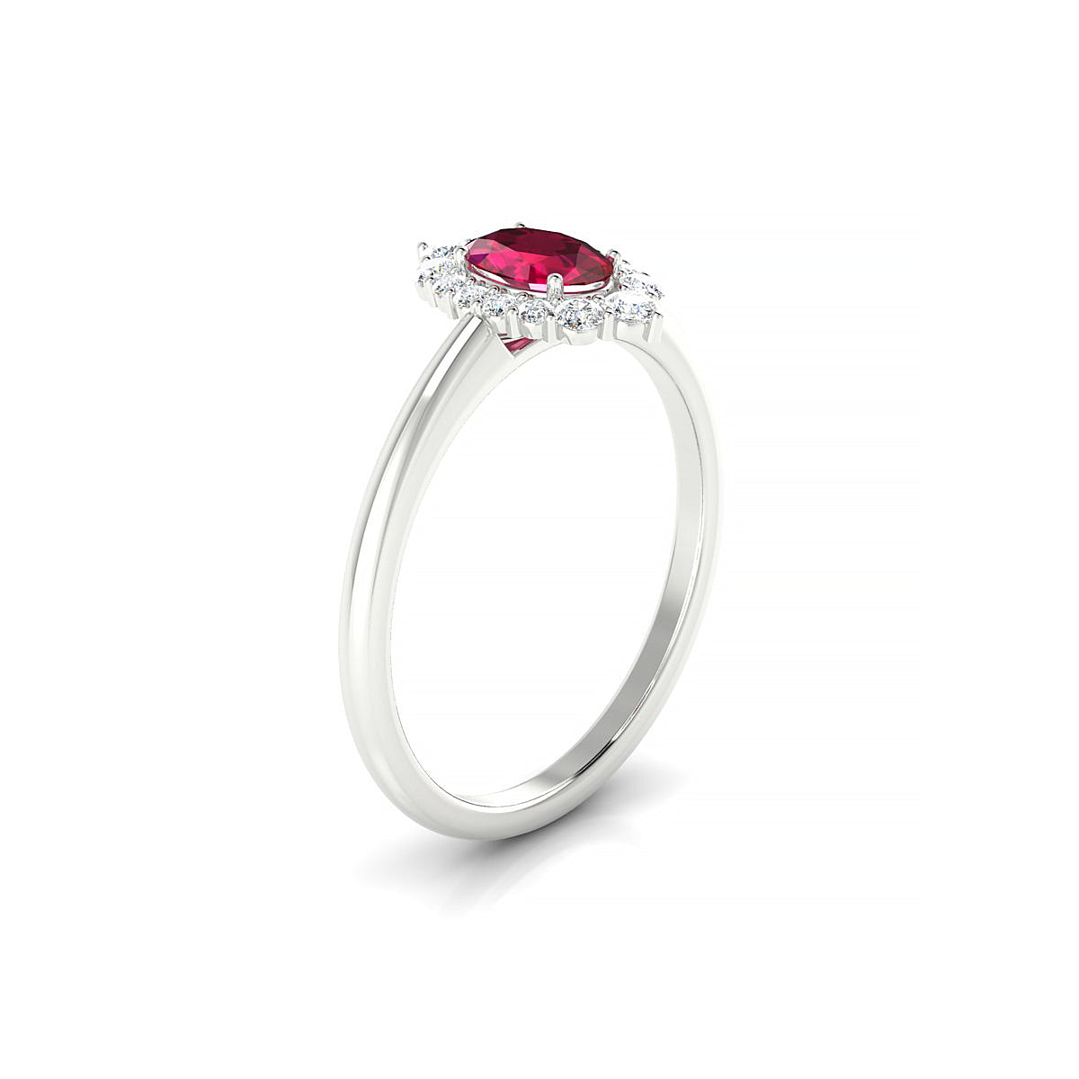Romance | 18k White Gold 6 x 4 mm Oval Ruby Ring