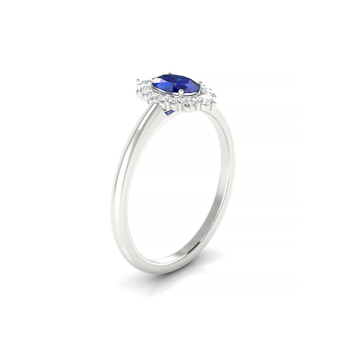 Romance | 18k White Gold 6 x 4 mm Oval Sapphire Ring