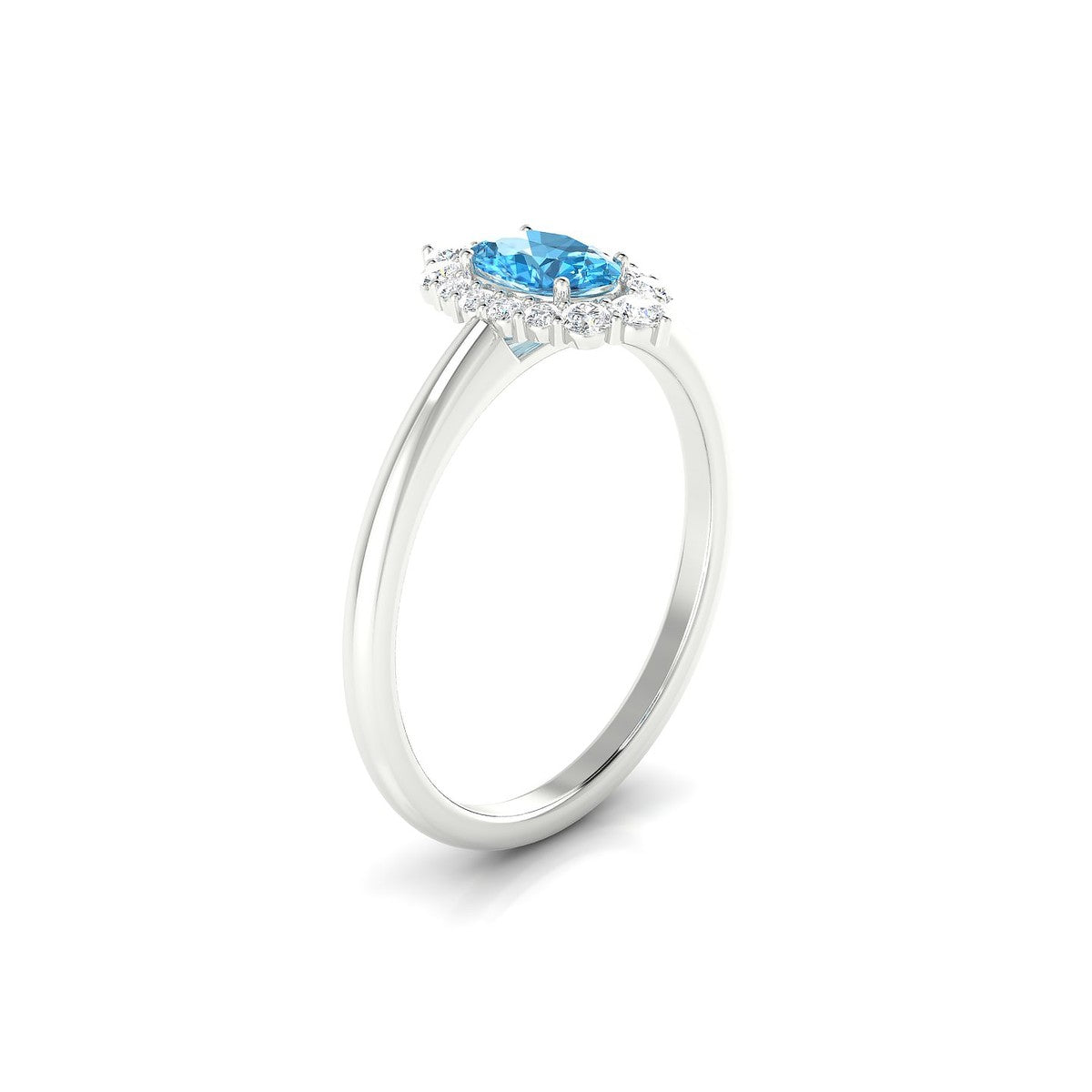 Romance | 18k White Gold 6 x 4 mm Oval Topaz Ring