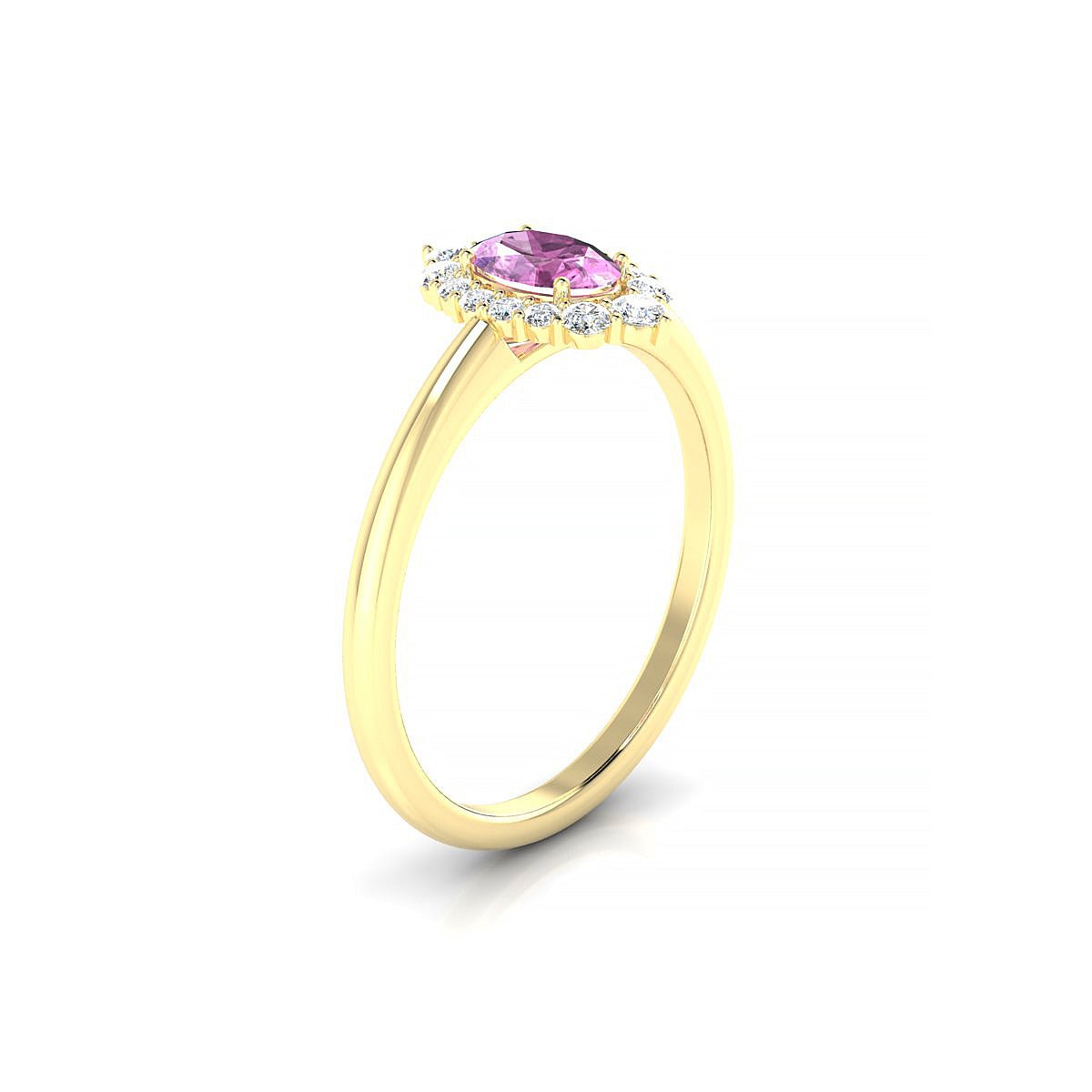 Romance | 18k Yellow Gold 6 x 4 mm Oval Pink Sapphire Ring
