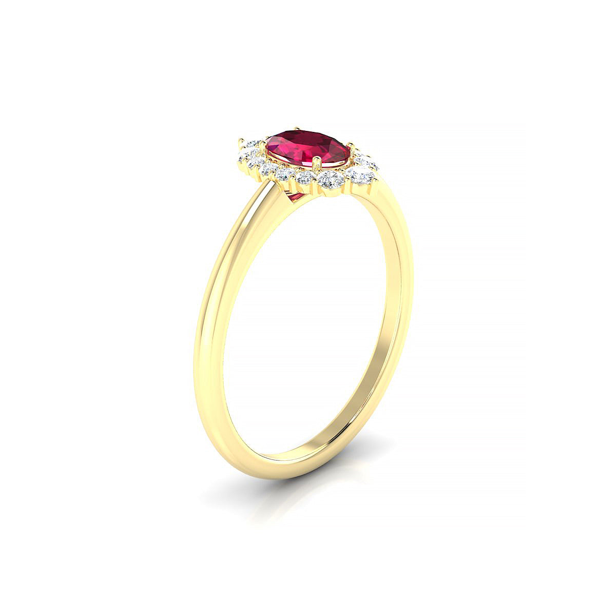 Romance | 18k Yellow Gold 6 x 4 mm Oval Ruby Ring