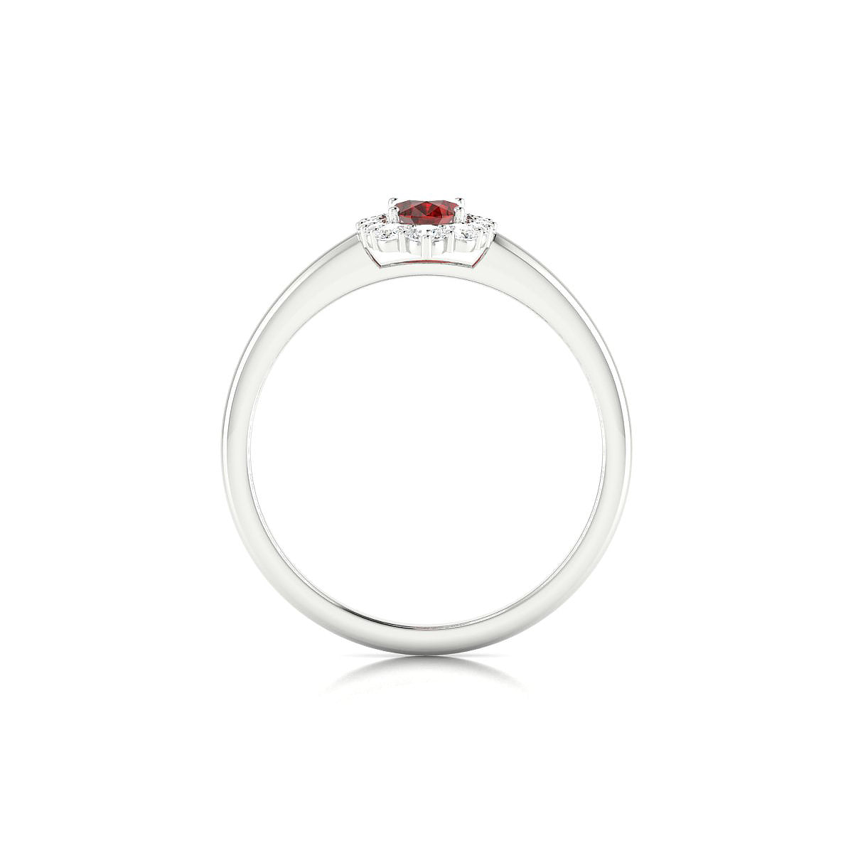 Romance | 18k White Gold 6 x 4 mm Oval Garnet Ring