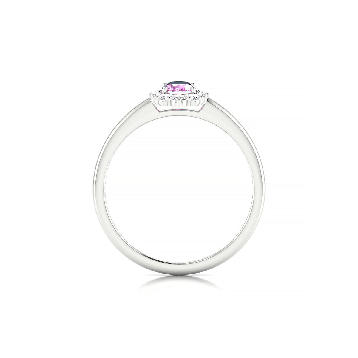 Romance | 18k White Gold 6 x 4 mm Oval Pink Sapphire Ring