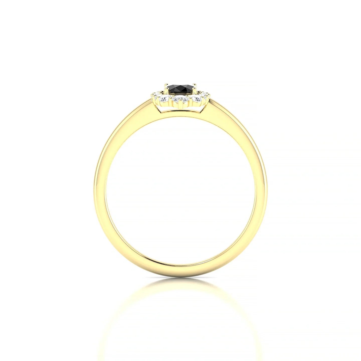 Romance | 18k Yellow Gold 6 x 4 mm Oval Black Diamond Ring