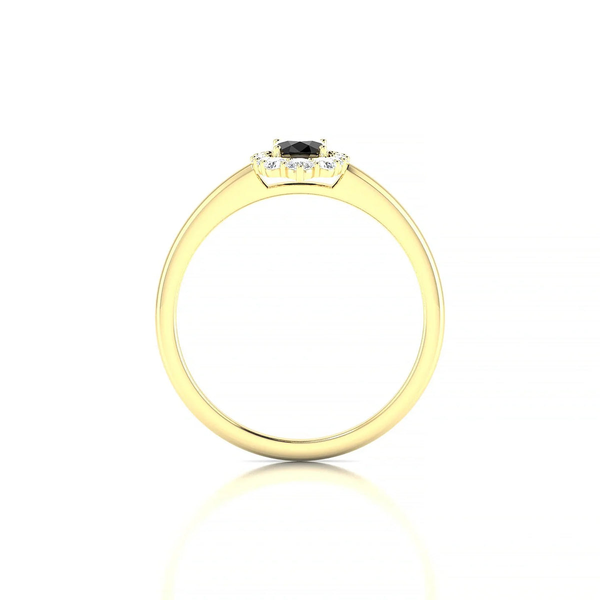 Romance | 18k Yellow Gold 6 x 4 mm Oval Black Diamond Ring