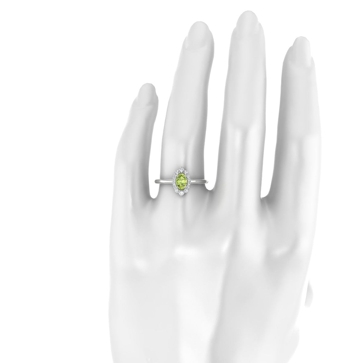 Romance | 18k White Gold 6 x 4 mm Oval Peridot Ring