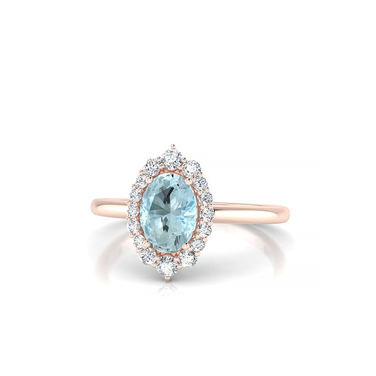 Romance | 18k Rose Gold 7 x 5 mm Oval Aquamarine Ring