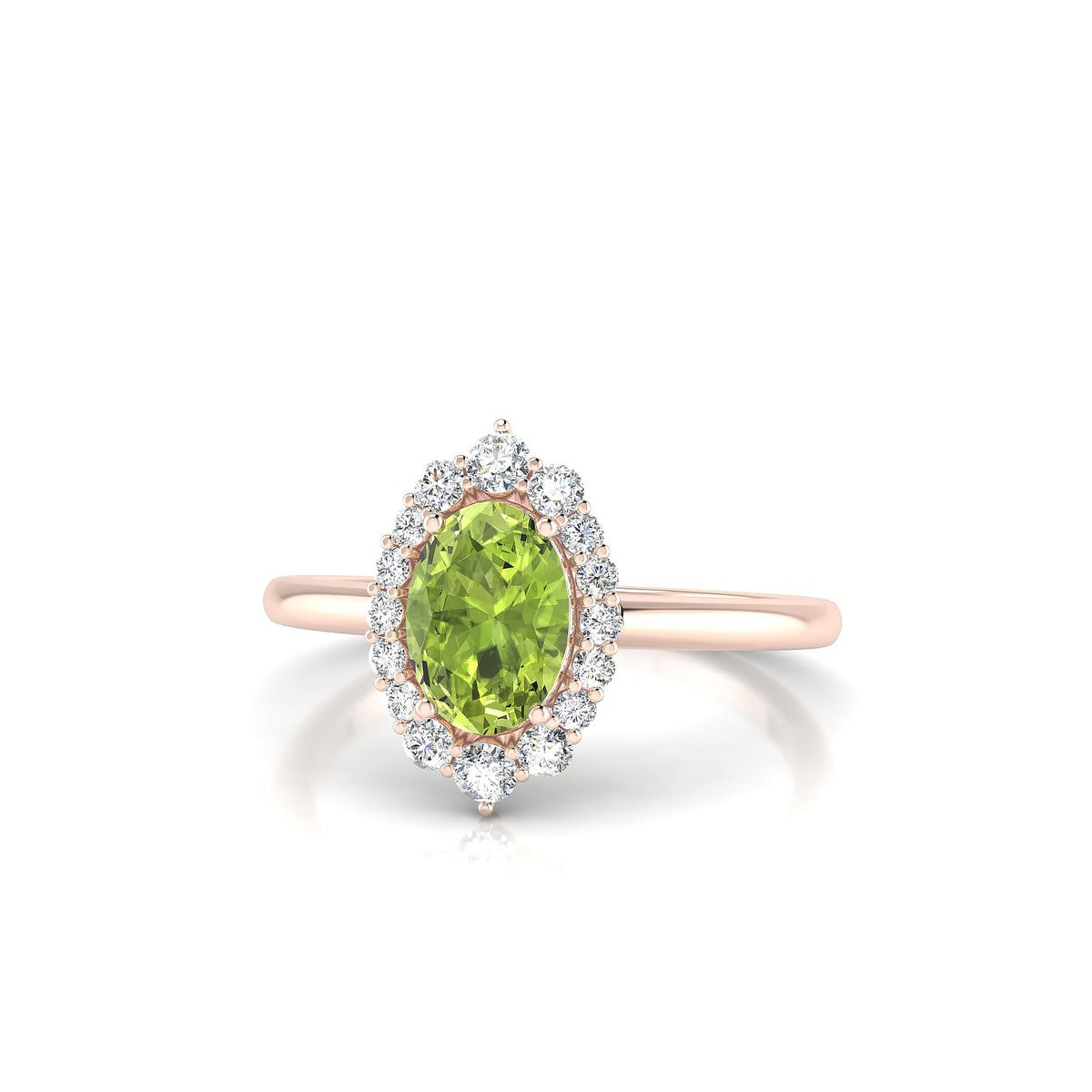 Romance | 18k Rose Gold 7 x 5 mm Oval Peridot Ring