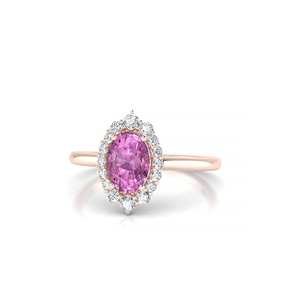 Romance | 18k Rose Gold 7 x 5 mm Oval Pink Sapphire Ring