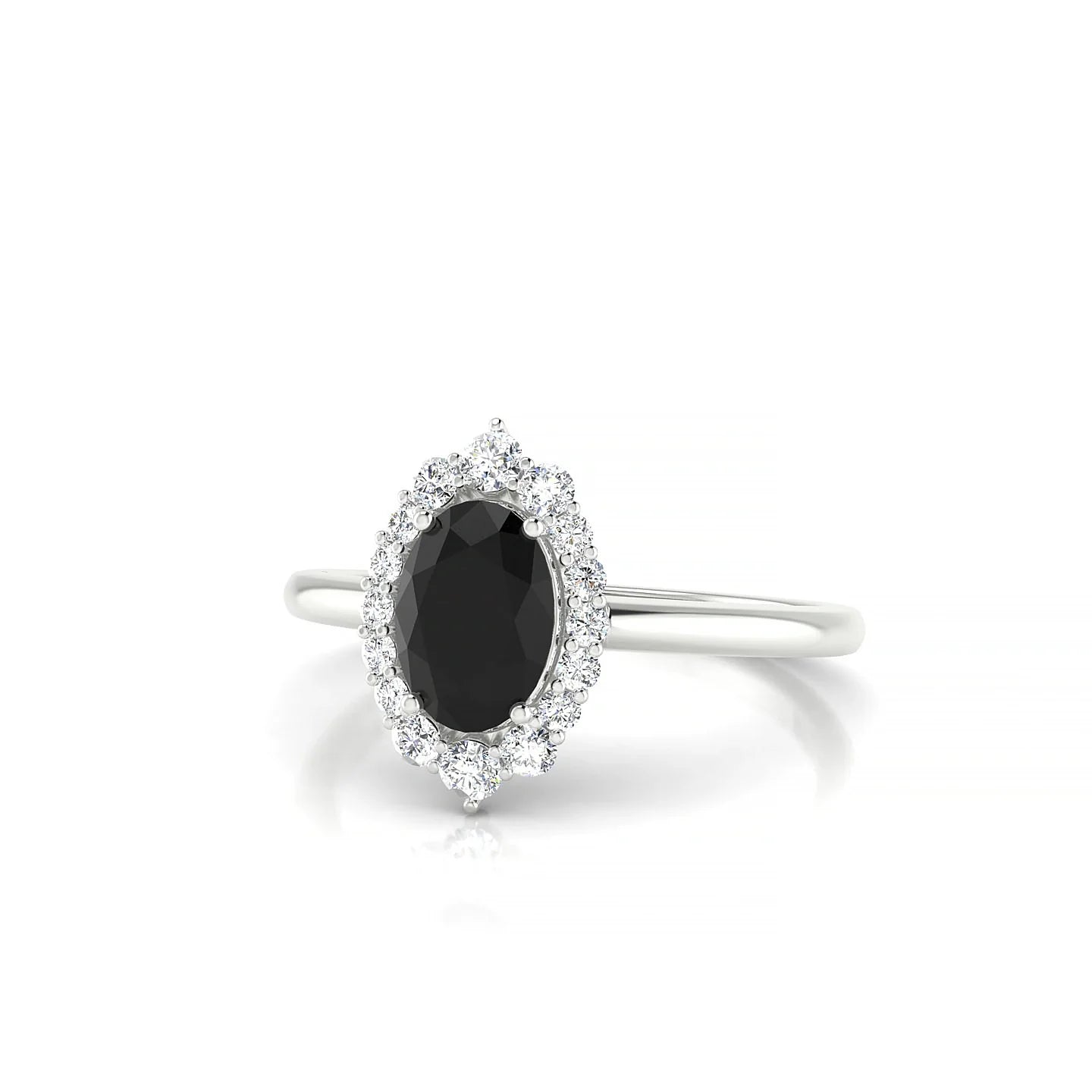 Romance | 18k White Gold 7 x 5 mm Oval Black Diamond Ring