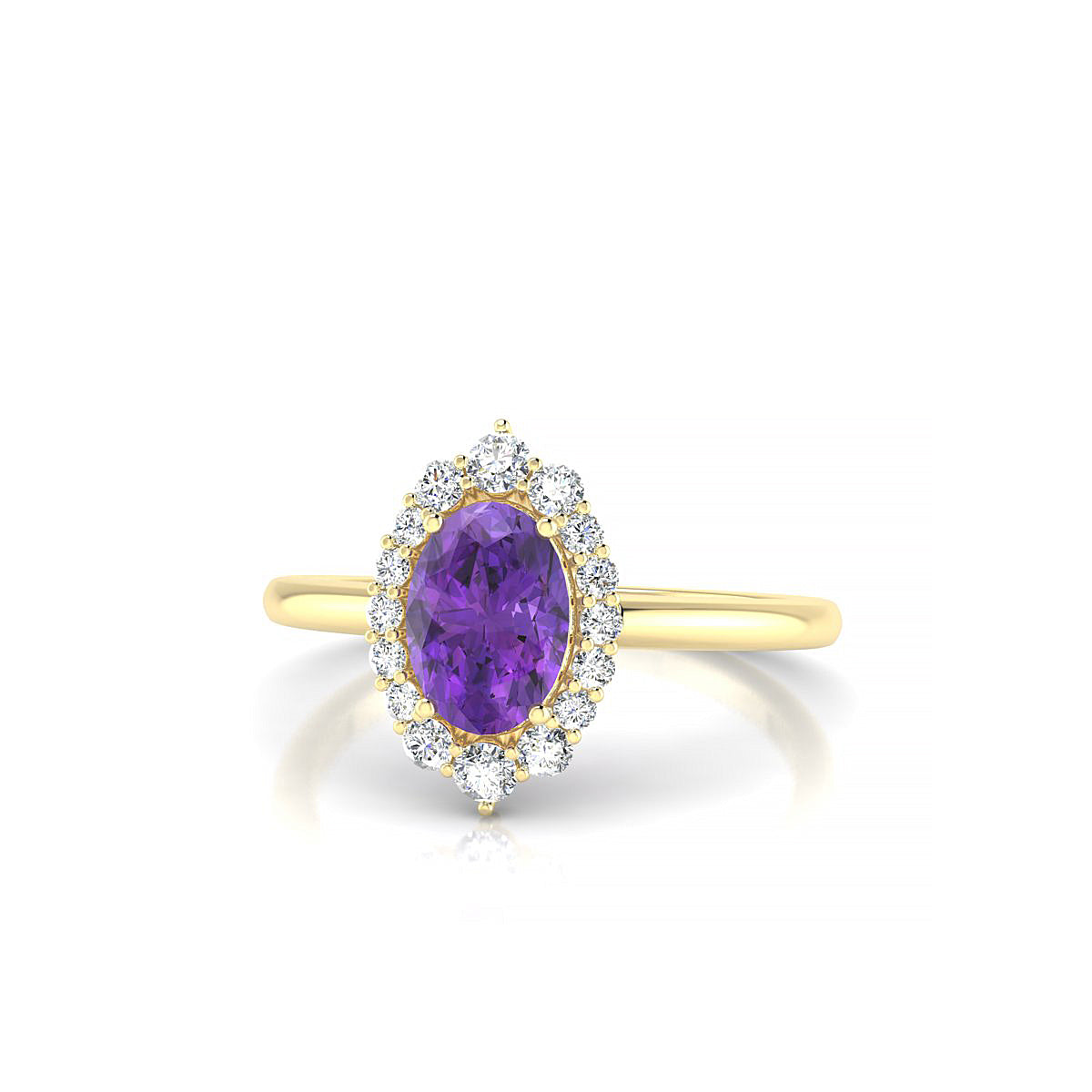 Romance | 18k Yellow Gold 7 x 5 mm Oval Amethyst Ring