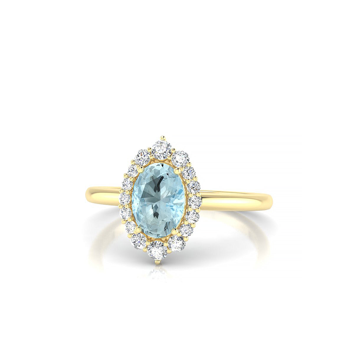 Romance | 18k Yellow Gold 7 x 5 mm Oval Aquamarine Ring