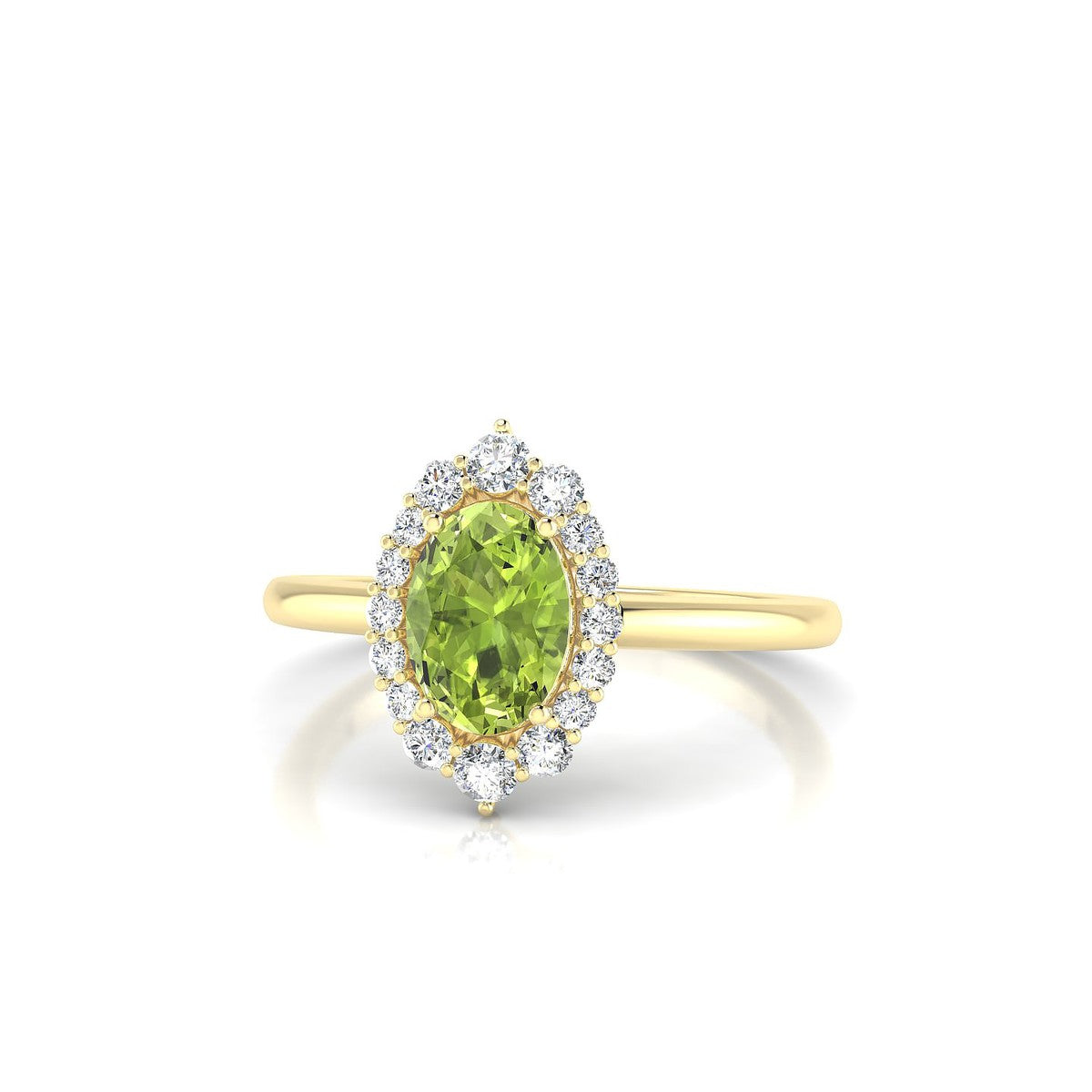 Romance | 18k Yellow Gold 7 x 5 mm Oval Peridot Ring