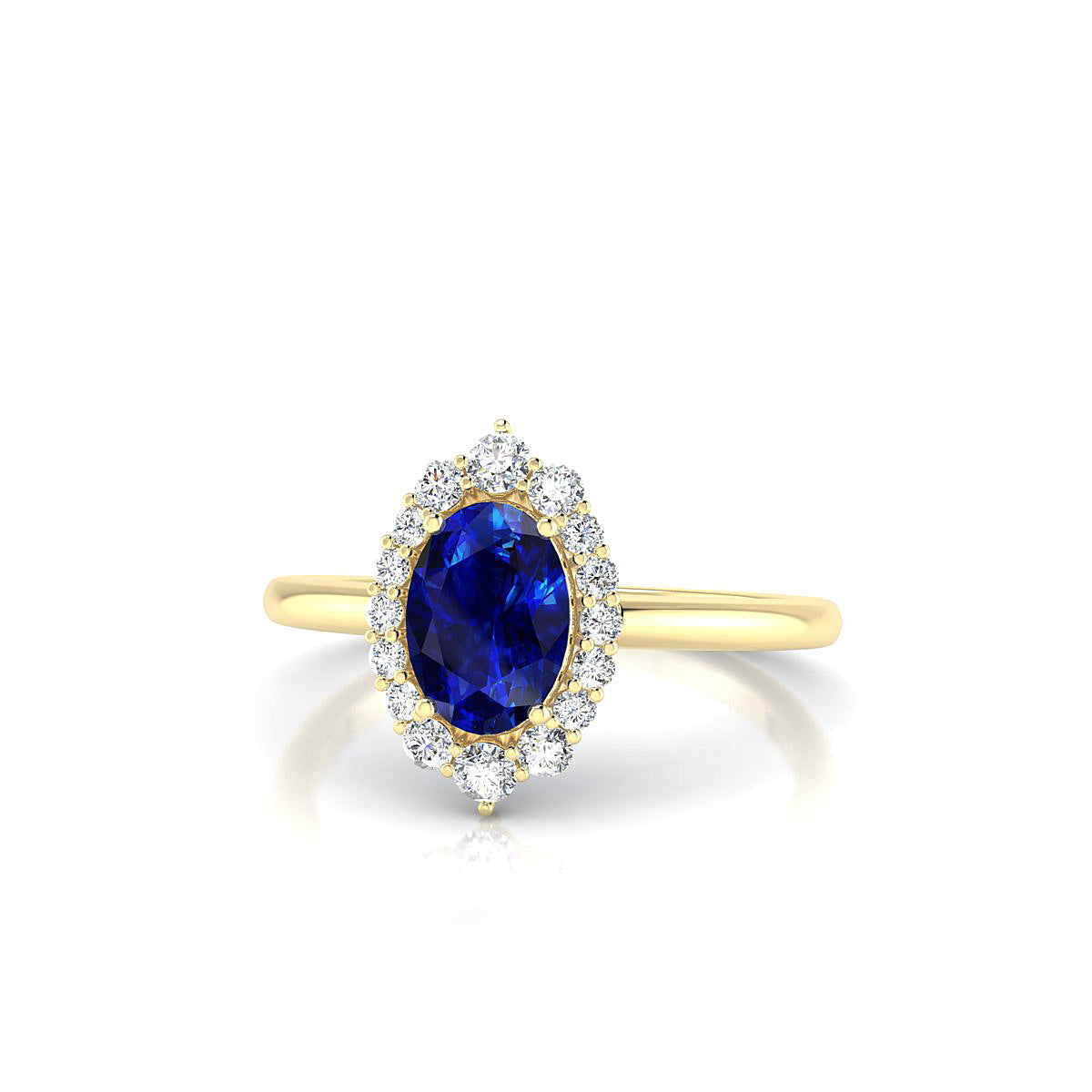 Romance | 18k Yellow Gold 7 x 5 mm Oval Sapphire Ring