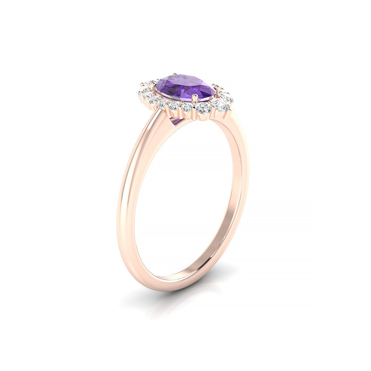 Romance | 18k Rose Gold 7 x 5 mm Oval Amethyst Ring