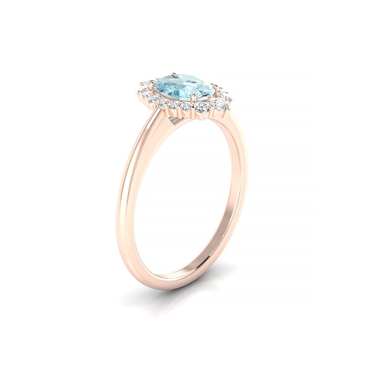 Romance | 18k Rose Gold 7 x 5 mm Oval Aquamarine Ring